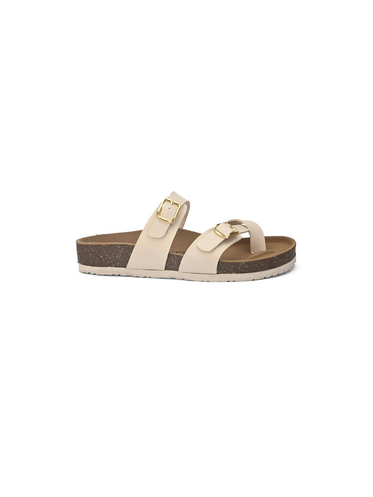 Off White Round Toe Sandals with Buckles | SD89 - view 5