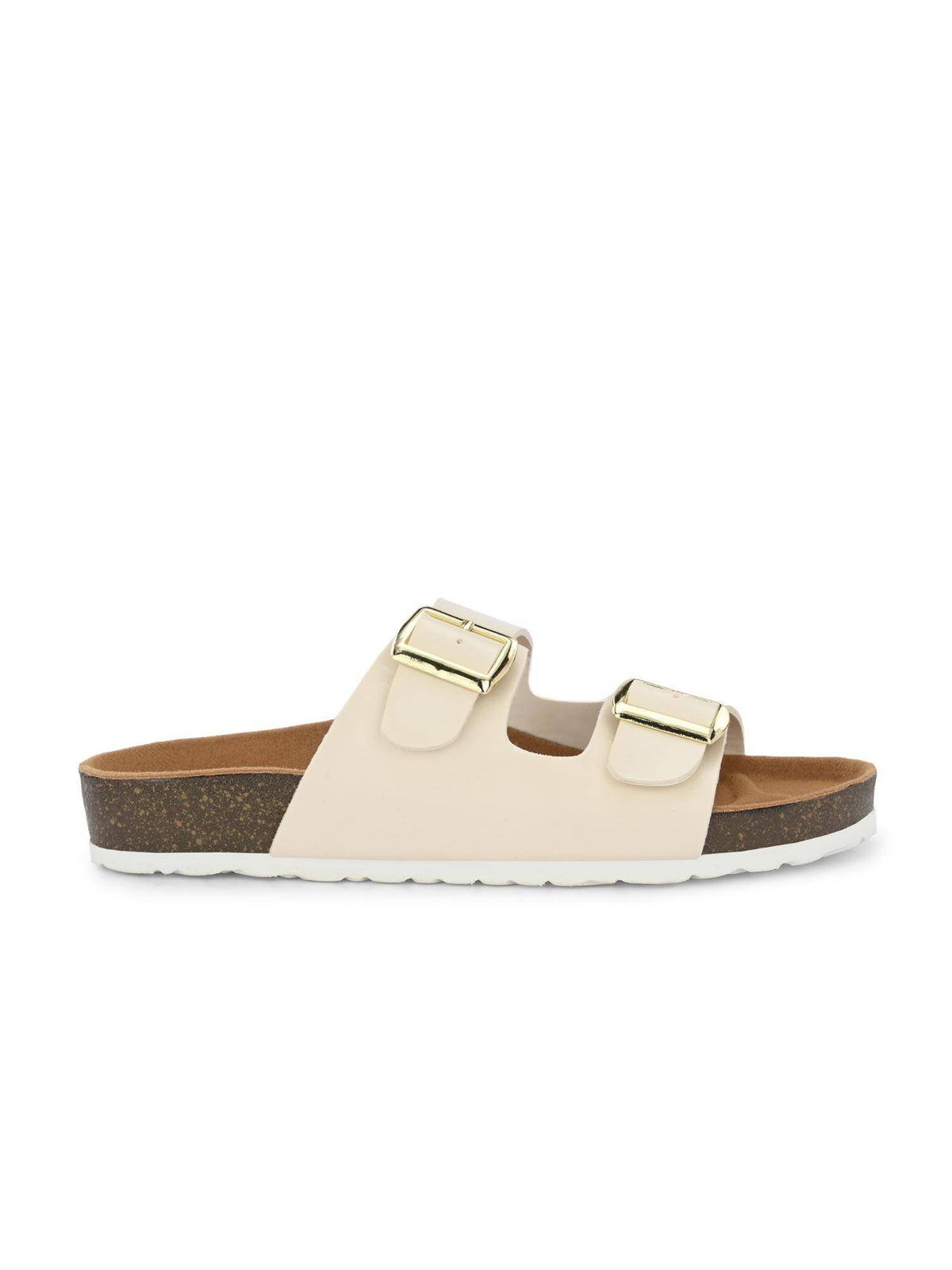 Women White Round Toe Sandals with Buckles | SD89 - view 4