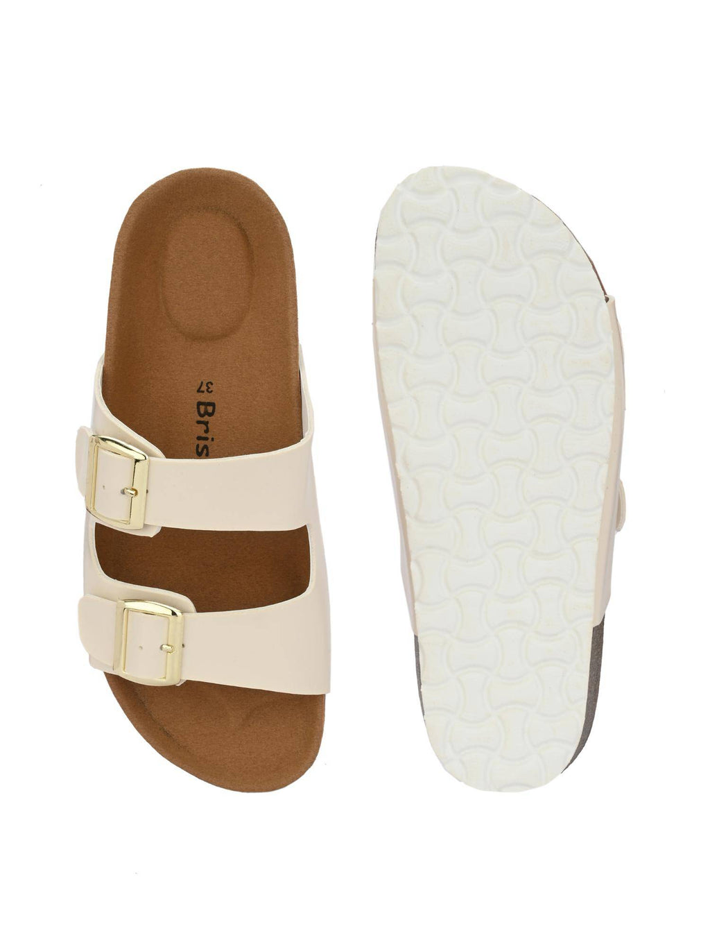 Women White Round Toe Sandals with Buckles | SD89 - view 6