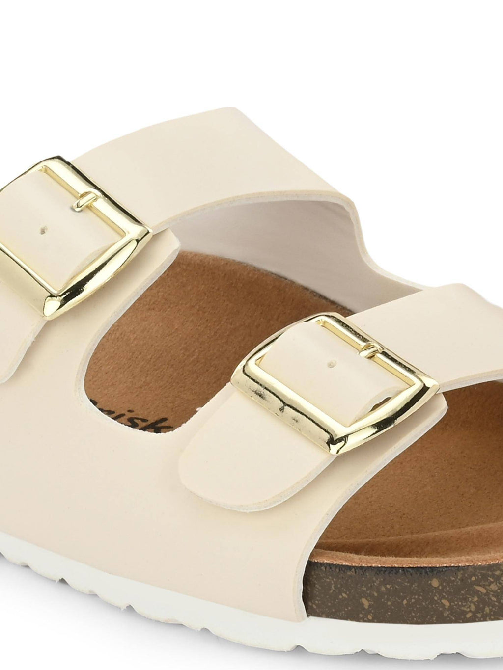 Women White Round Toe Sandals with Buckles | SD89 - view 7