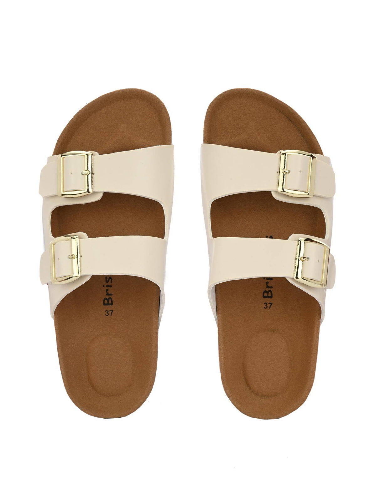 Women White Round Toe Sandals with Buckles | SD89 - view 8