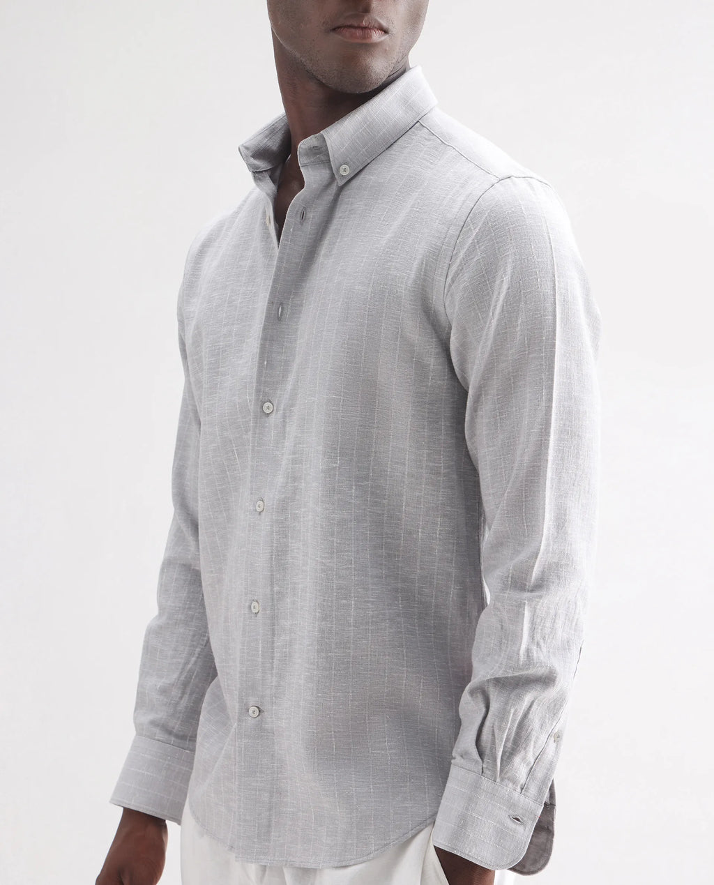 REGULAR FIT STRIPED SHIRT ANDERS - LIGHT GREY morris.lane