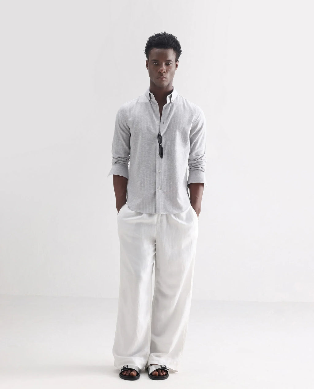 REGULAR FIT STRIPED SHIRT ANDERS - LIGHT GREY morris.lane