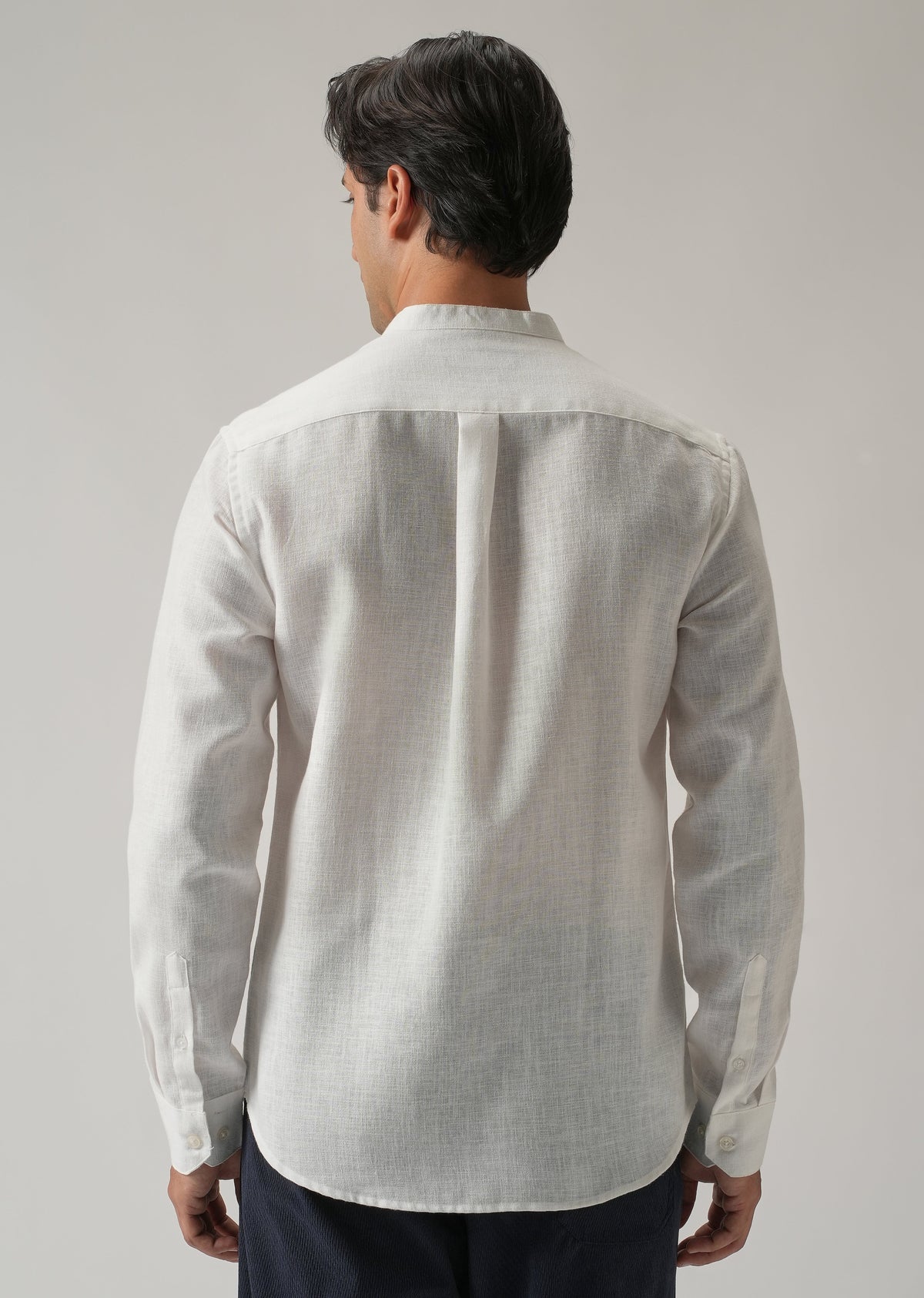 Arctic White Blended Linen Shirt