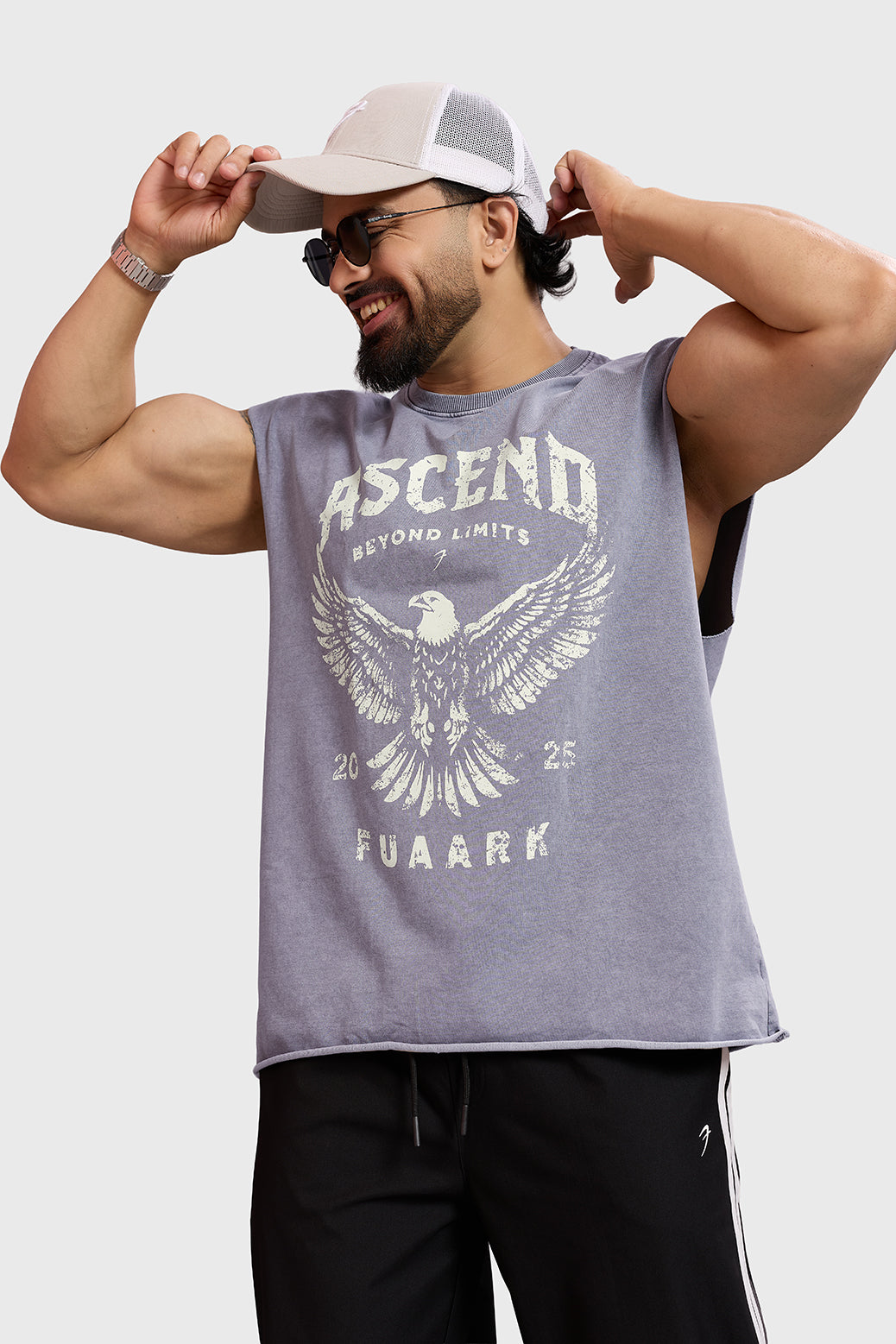 Ascend Washed Capsleeve Tank Light Grey