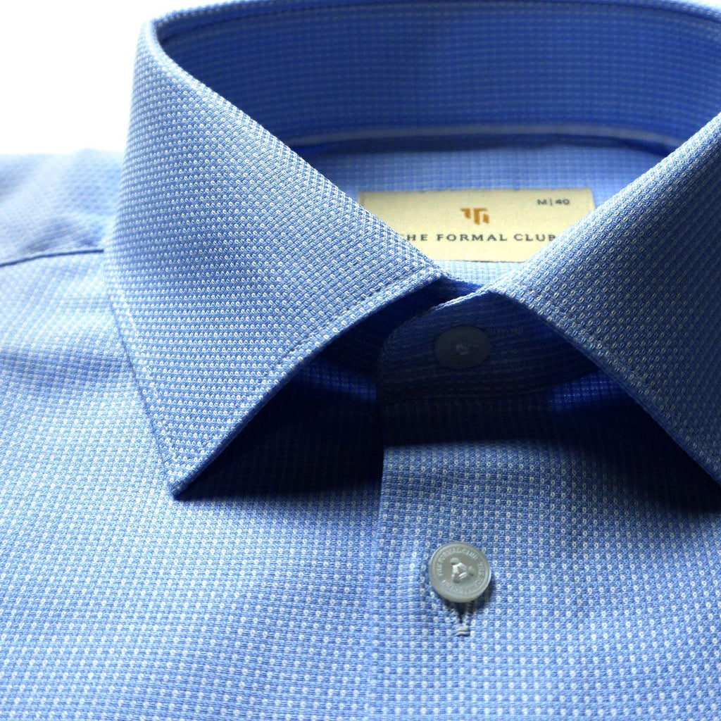 Regent Dobby Check Shirt In Cloud Blue