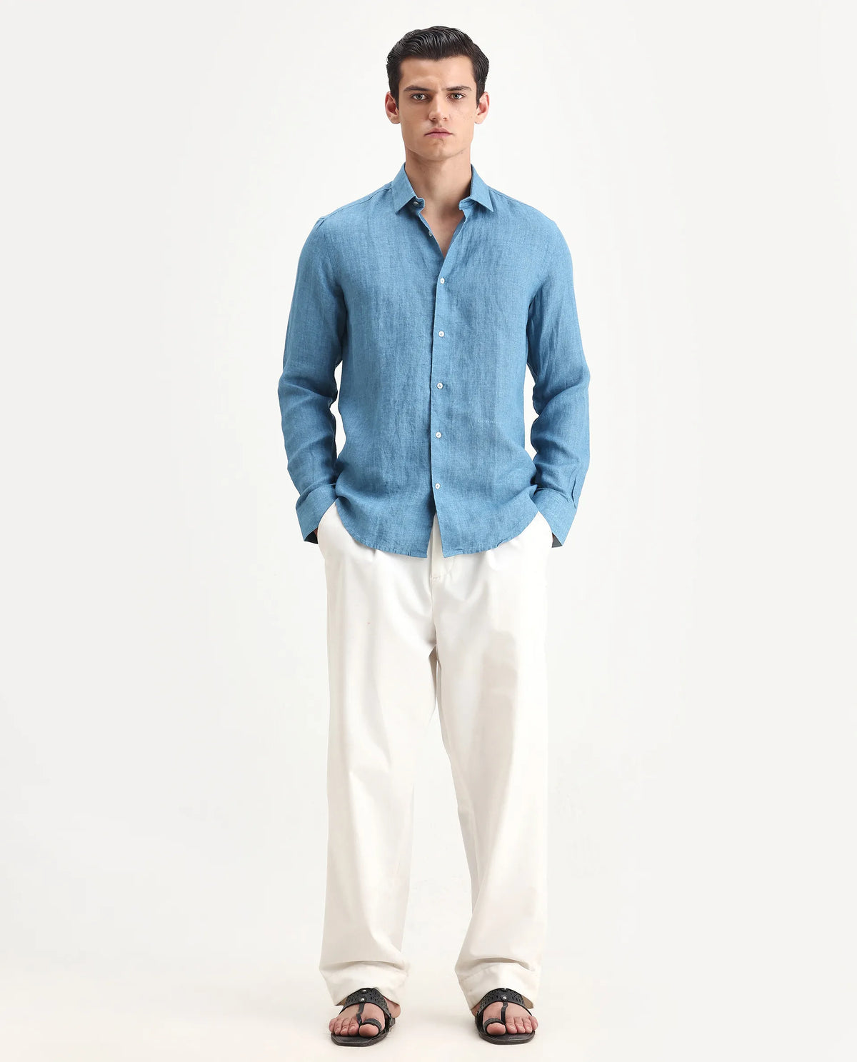 REGULAR FIT PLAIN SHIRT GUILD BUSINESS - BORIUM-2 - DUSKY BLUE morris.lane