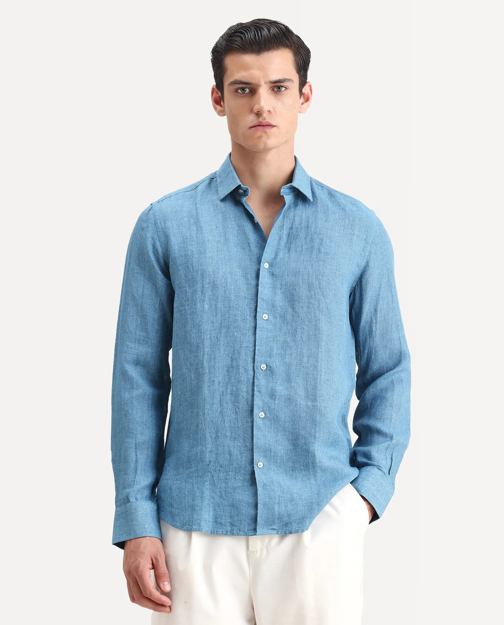 REGULAR FIT PLAIN SHIRT GUILD BUSINESS - BORIUM-2 - DUSKY BLUE morris.lane
