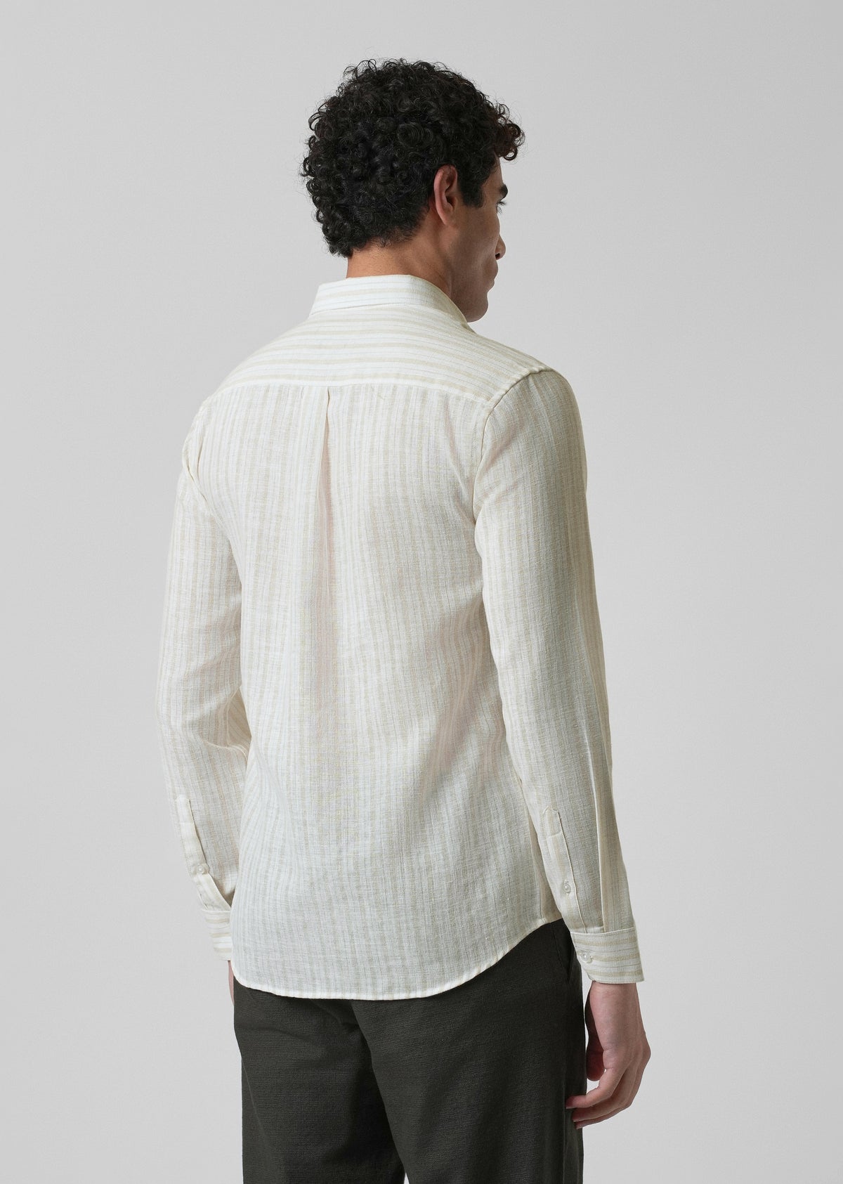 Beige Linen Stripe Shirt