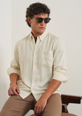 Beige Lyocell Linen Stripe Shirt