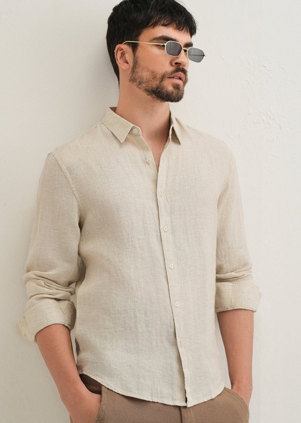 Light Beige Pure Linen Shirt
