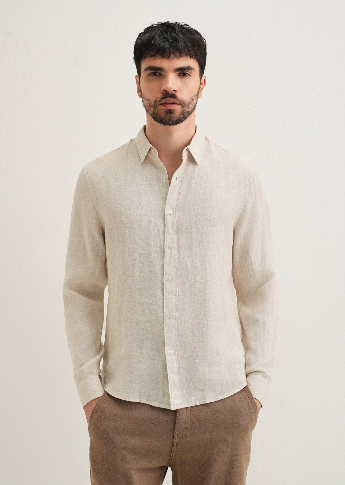 Light Beige Pure Linen Shirt