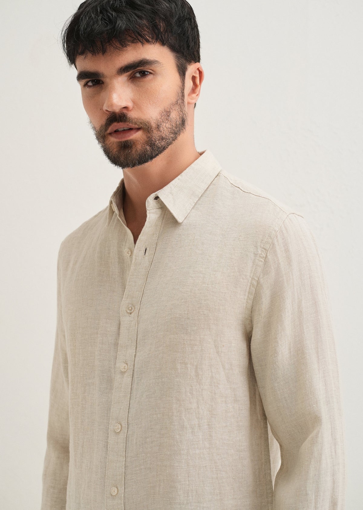 Light Beige Pure Linen Shirt