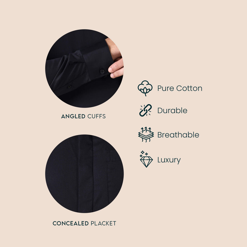 Bennet Black Shirt With Concealed Placket