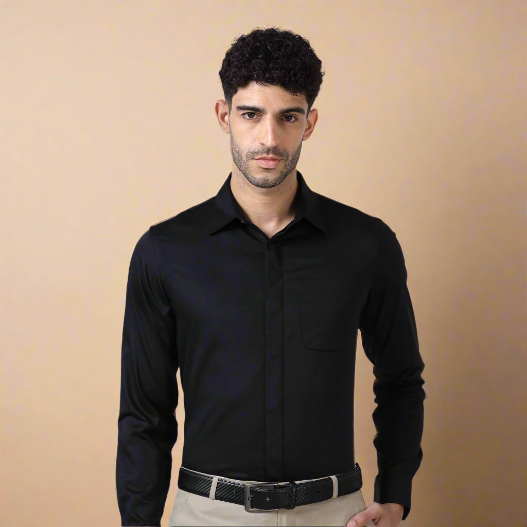 Bennet Black Shirt With Concealed Placket