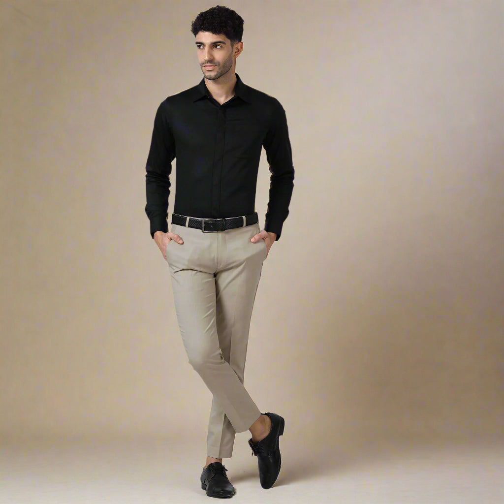 Bennet Black Shirt With Concealed Placket