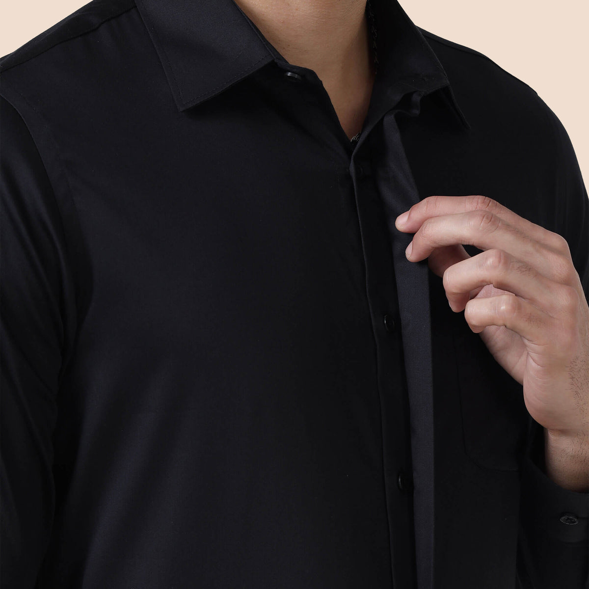 Bennet Black Shirt With Concealed Placket