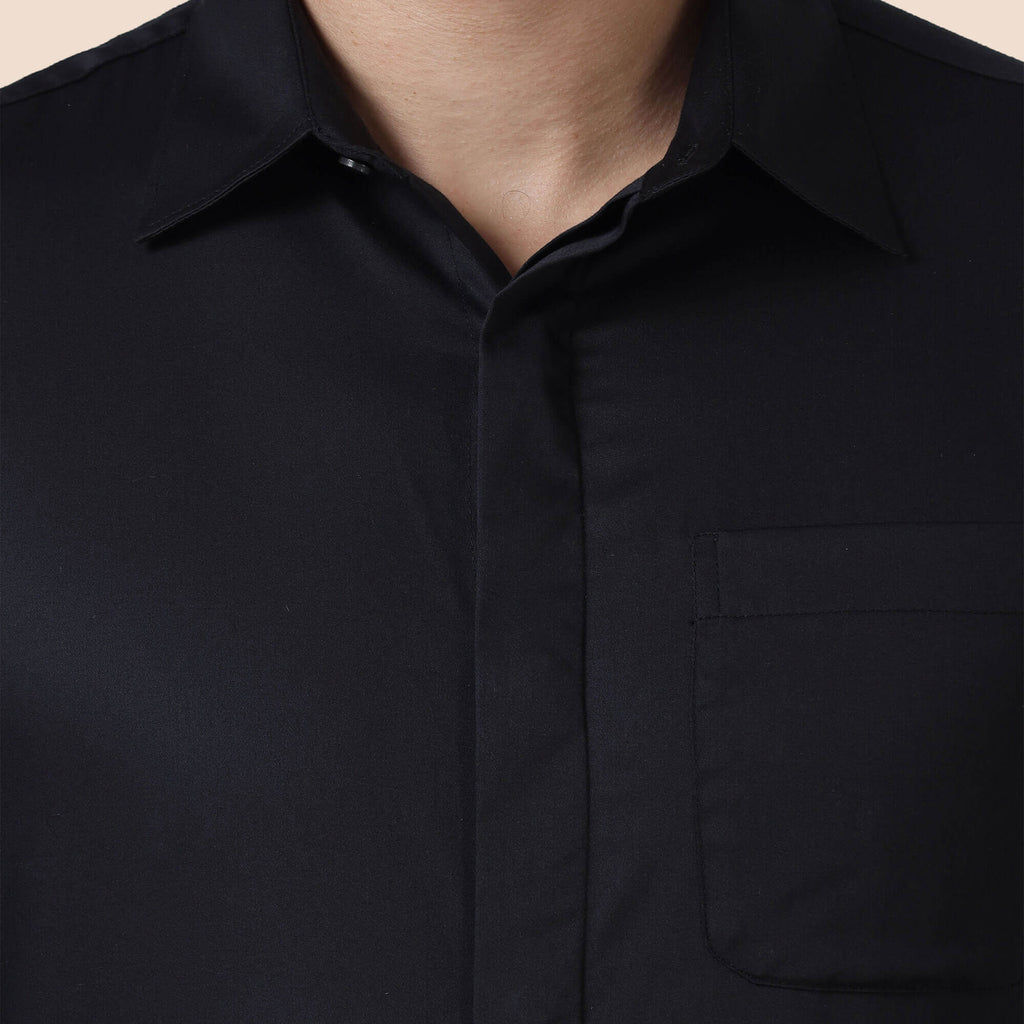 Bennet Black Shirt With Concealed Placket