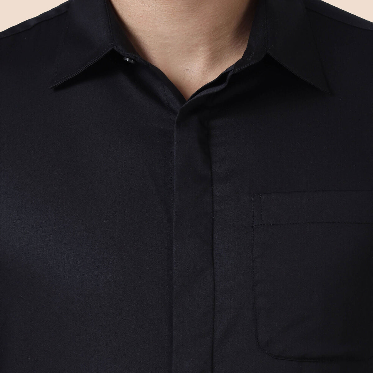 Bennet Black Shirt With Concealed Placket