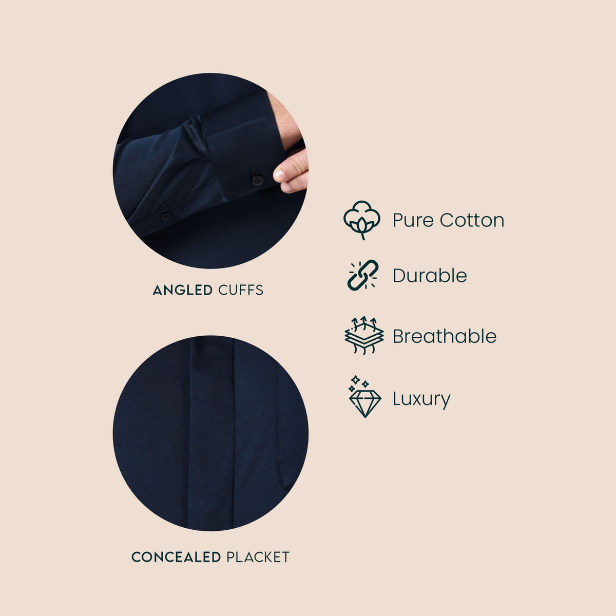 Bennet Navy Shirt With Concealed Placket