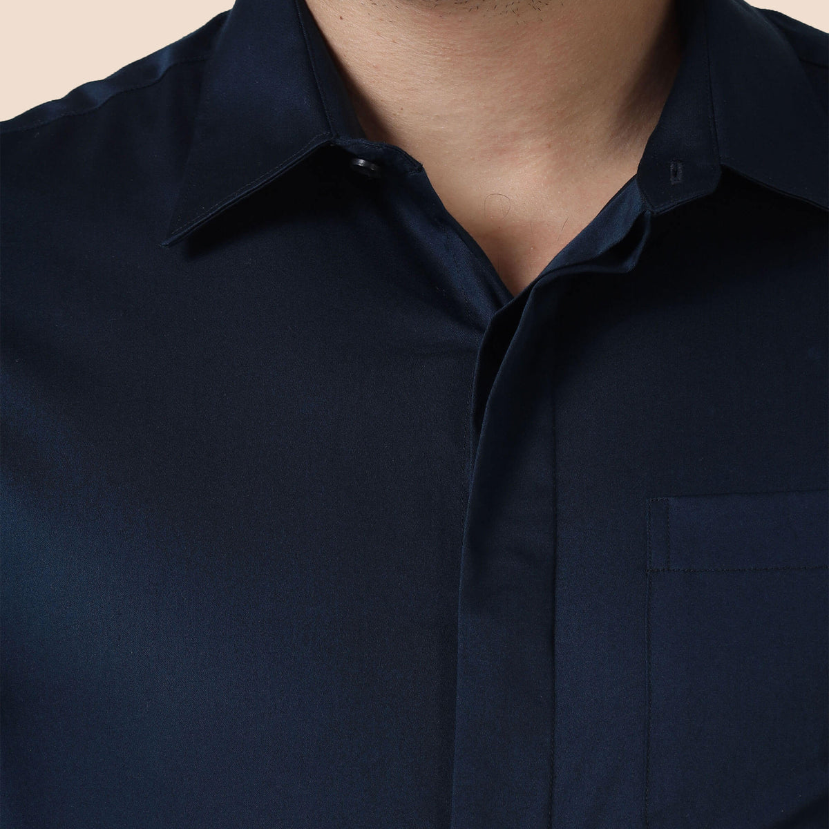 Bennet Navy Shirt With Concealed Placket