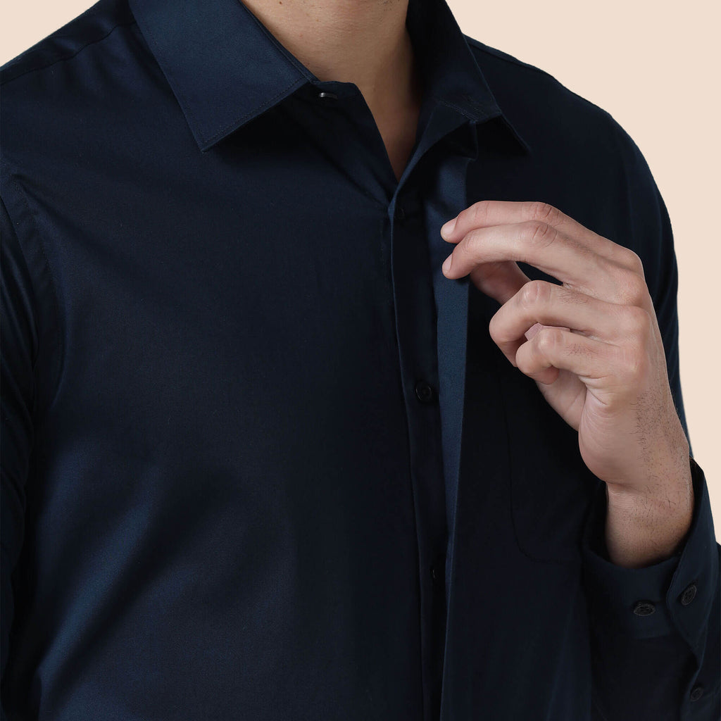 Bennet Navy Shirt With Concealed Placket