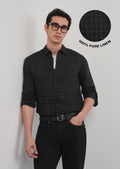 Black 100% Pure Linen Classic Check Shirt