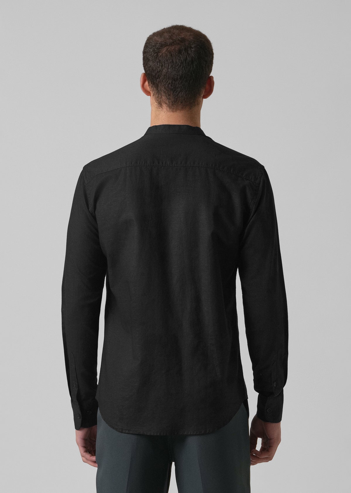Black Cotton Linen Shirt