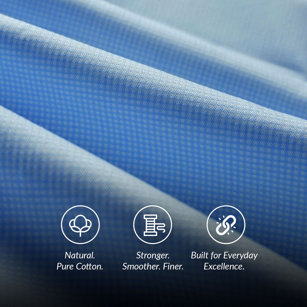 Statemans Micro Dobby Checks Shirt In Ice Blue