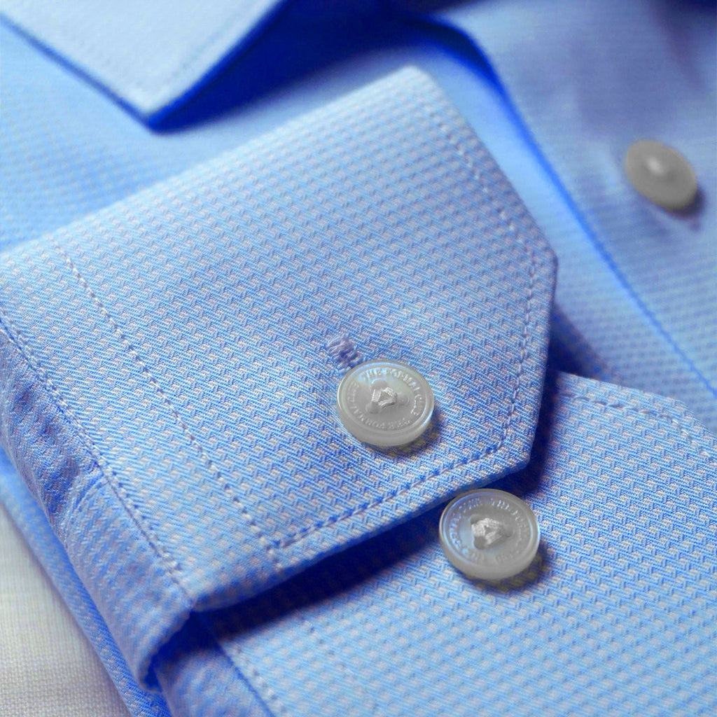 Statemans Micro Dobby Checks Shirt In Ice Blue