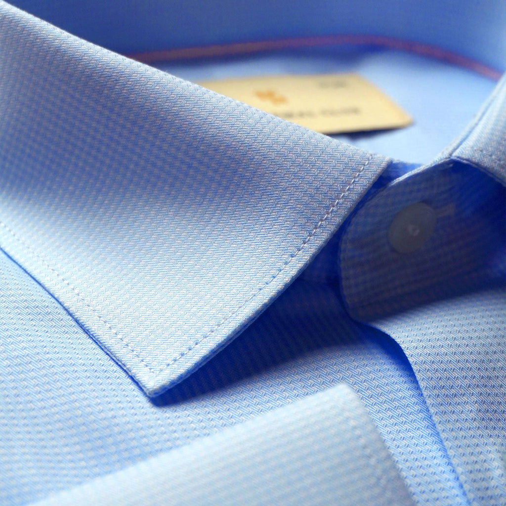 Statemans Micro Dobby Checks Shirt In Ice Blue