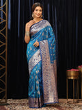 Libas Blue Paisley Silk Blend Saree