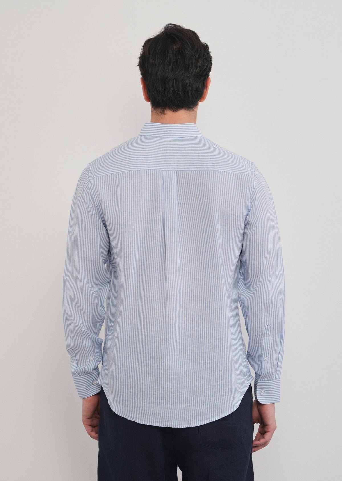 Blue 100% Pure Linen Stripe Shirt