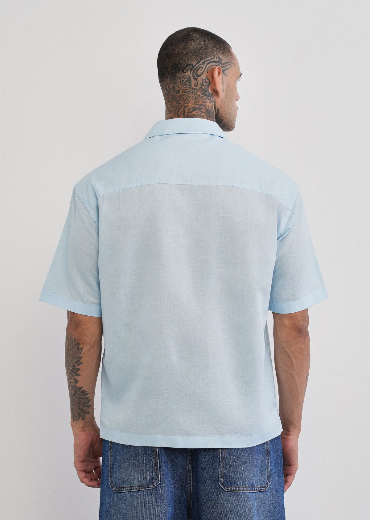 Blue Double Pocket Cotton Linen Shirt