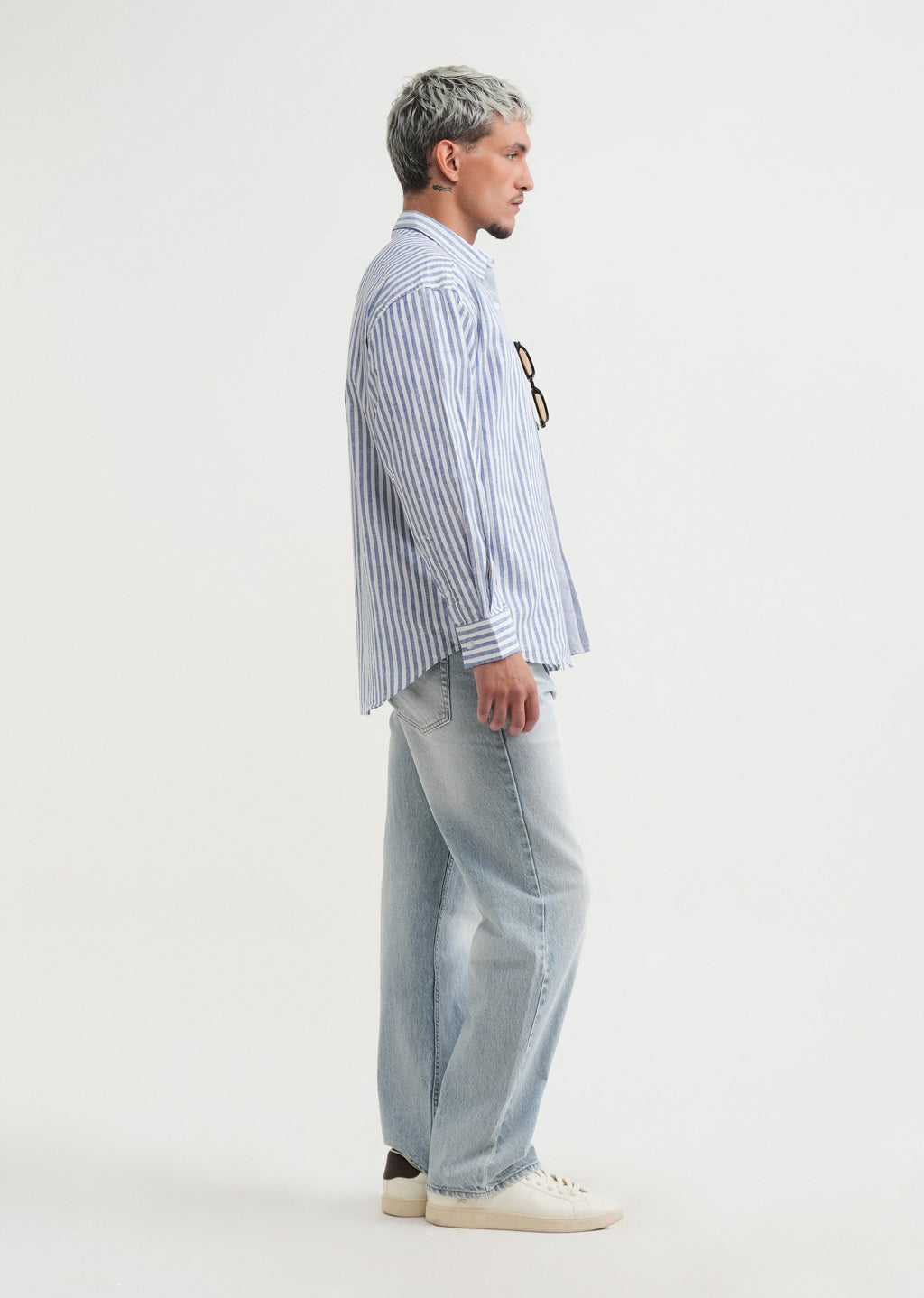 Blue Layered Look Stripe Shirt