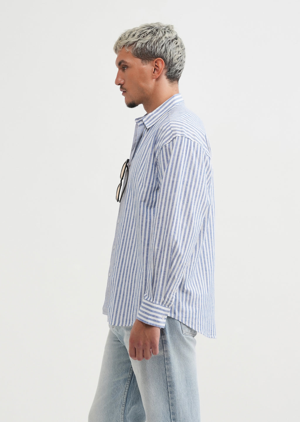 Blue Layered Look Stripe Shirt