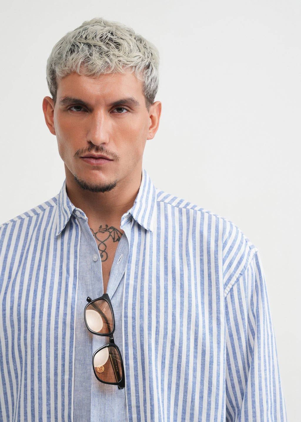 Blue Layered Look Stripe Shirt