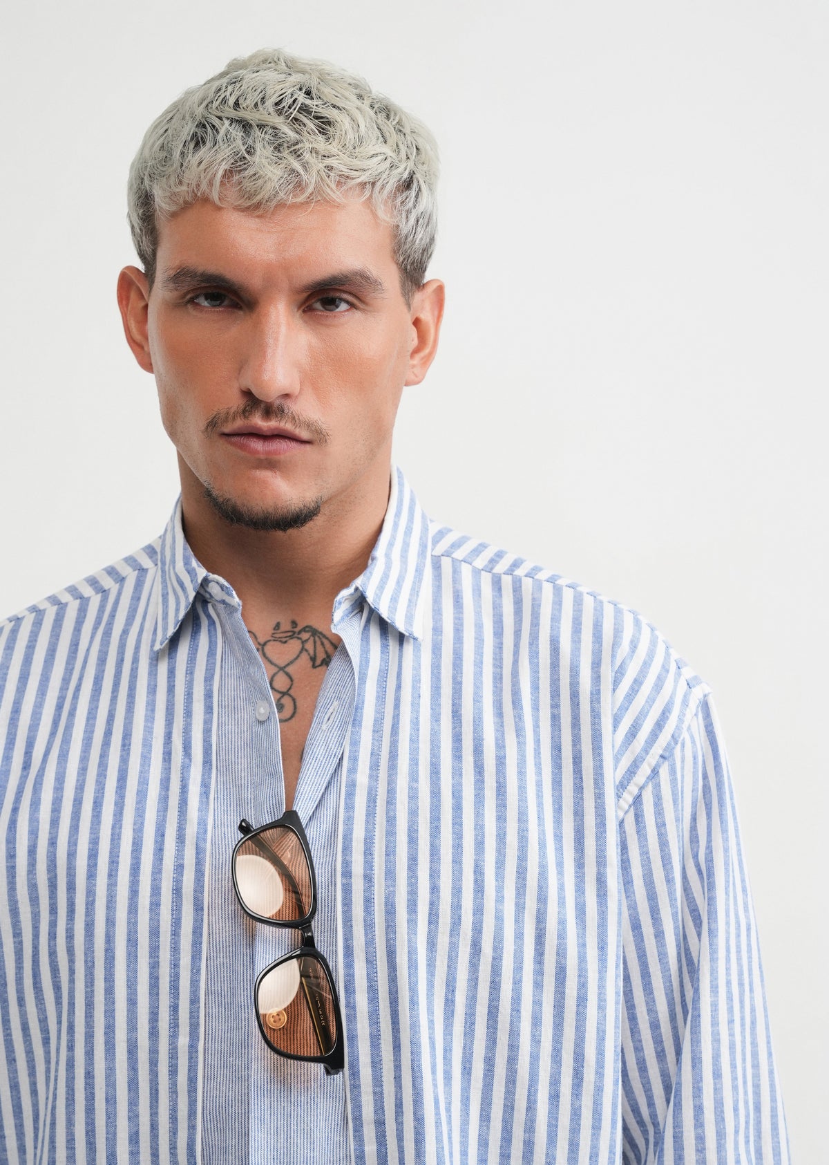 Blue Layered Look Stripe Shirt