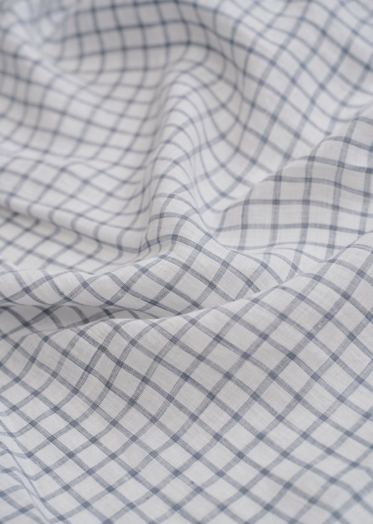 Blue 100% Pure Linen Check Shirt