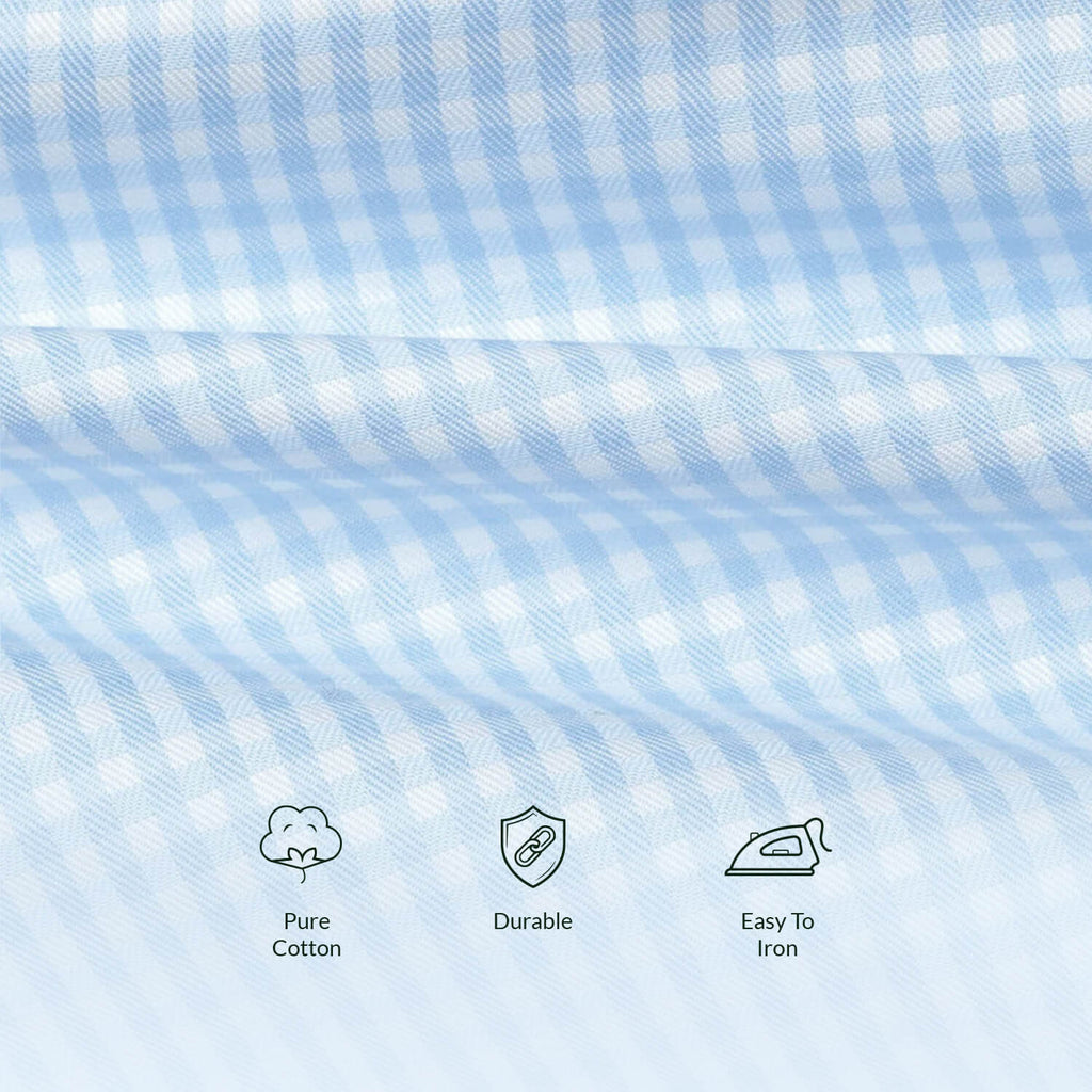 Gingham 2 Ply Check Shirt In Cloud Blue