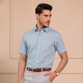 Cedar Pure Linen Half Sleeves Shirt In Cloud Blue