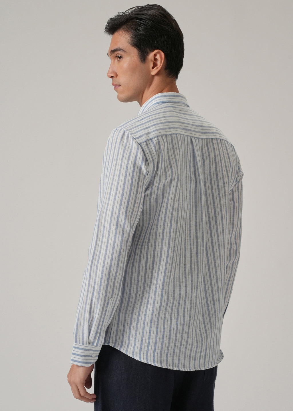 Blue Cotton Blend Stripe Shirt