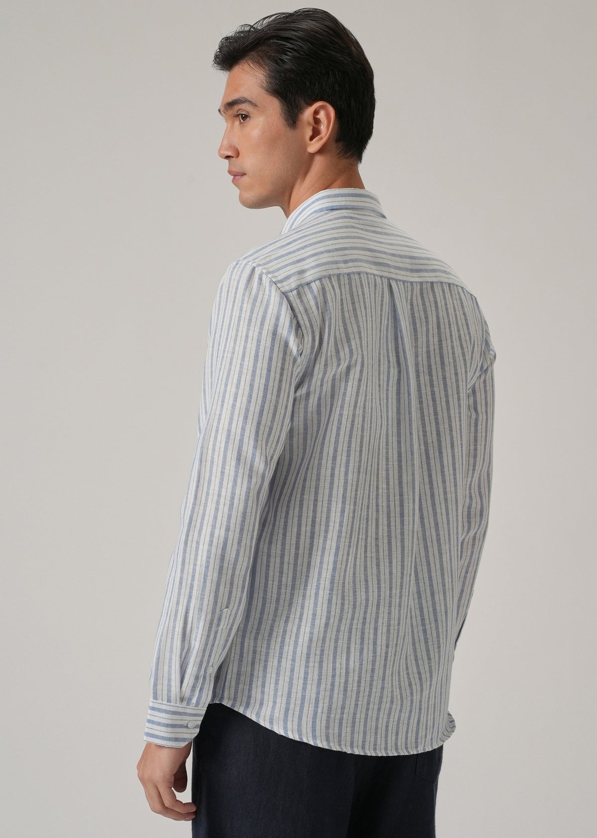 Blue Cotton Blend Stripe Shirt