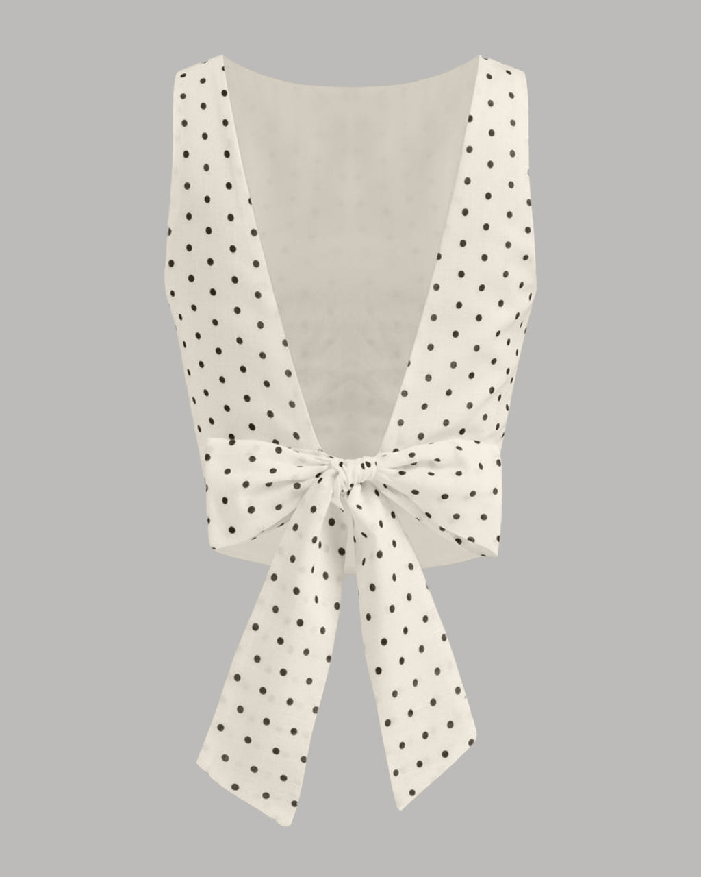 XS Boat Neck Polka Dot Bowknot Backless Crop Top CT98