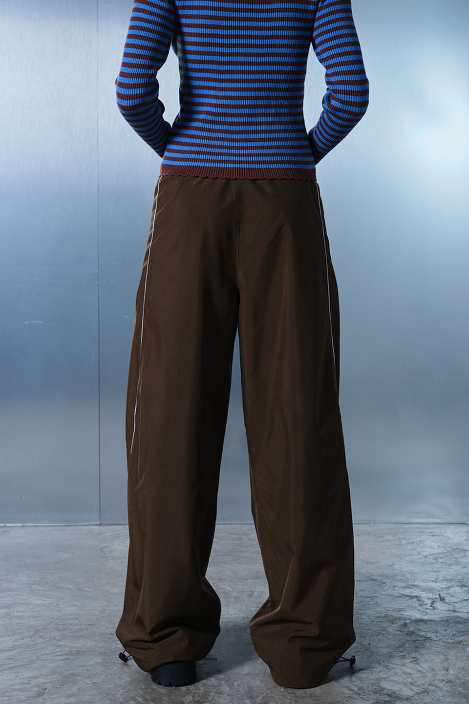Tan Brown Sporty Deconstructed Loose Pants JG67