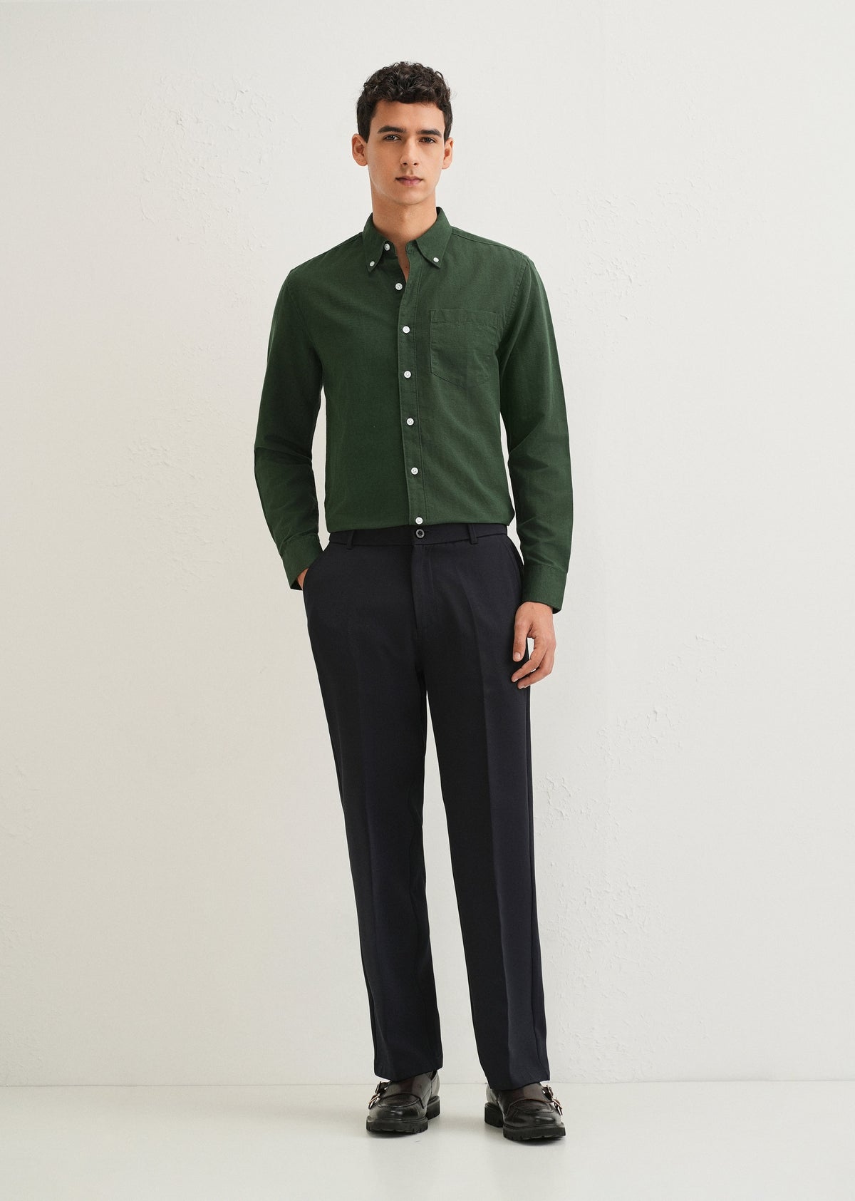 Bottle Green Cotton Linen Shirt