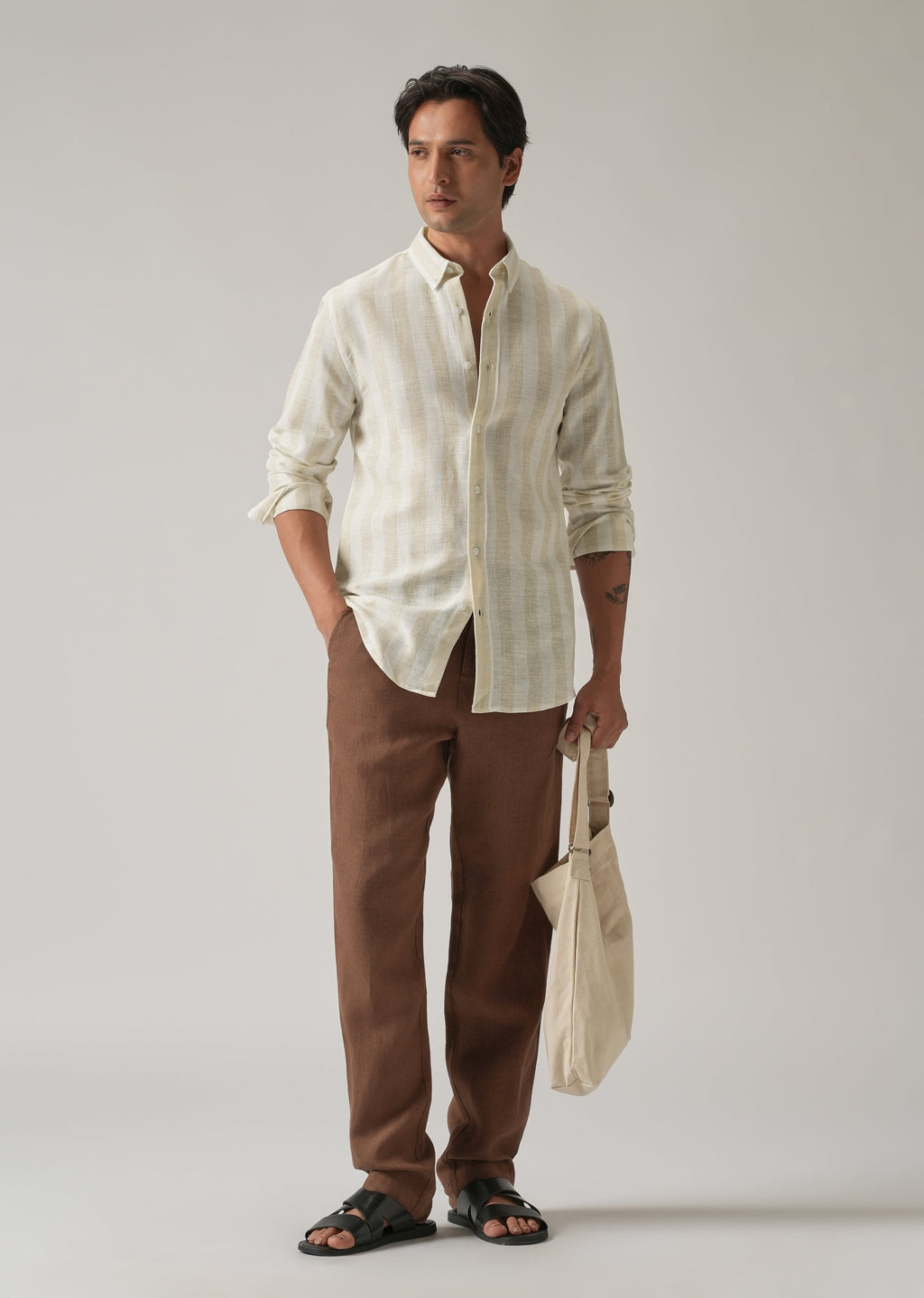 Boulder Beige Cosmos Blended Linen Shirt