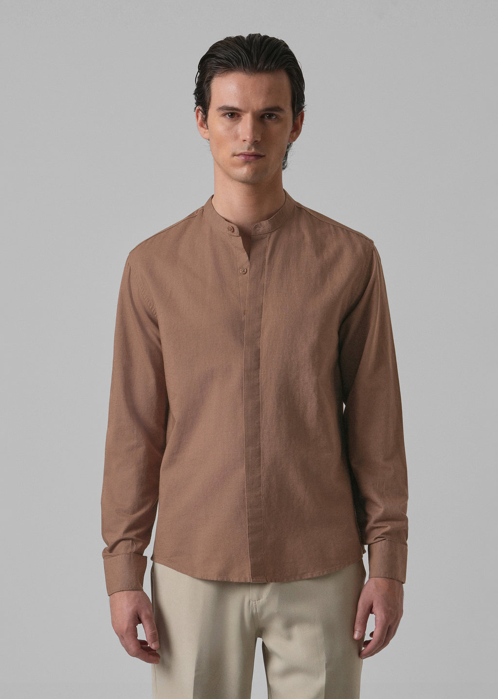 Brown Cotton Linen Shirt
