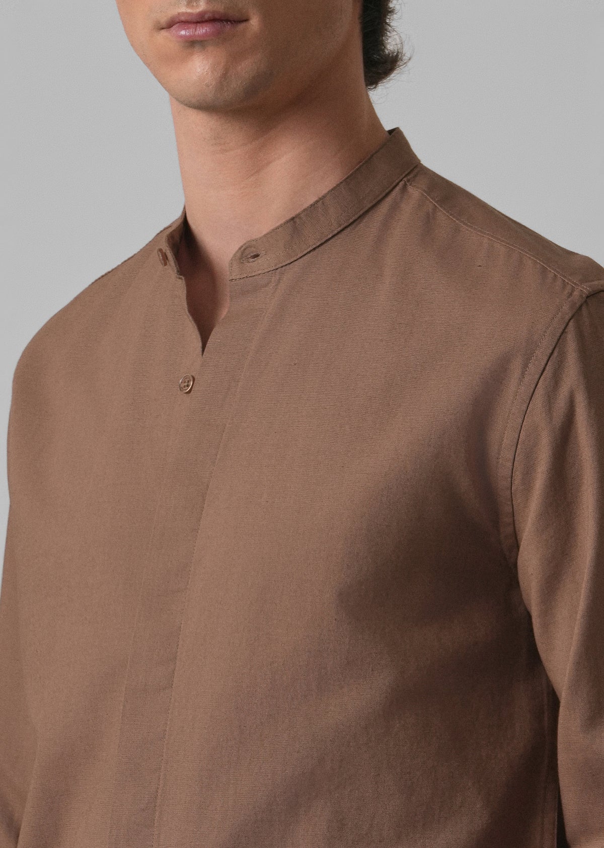 Brown Cotton Linen Shirt