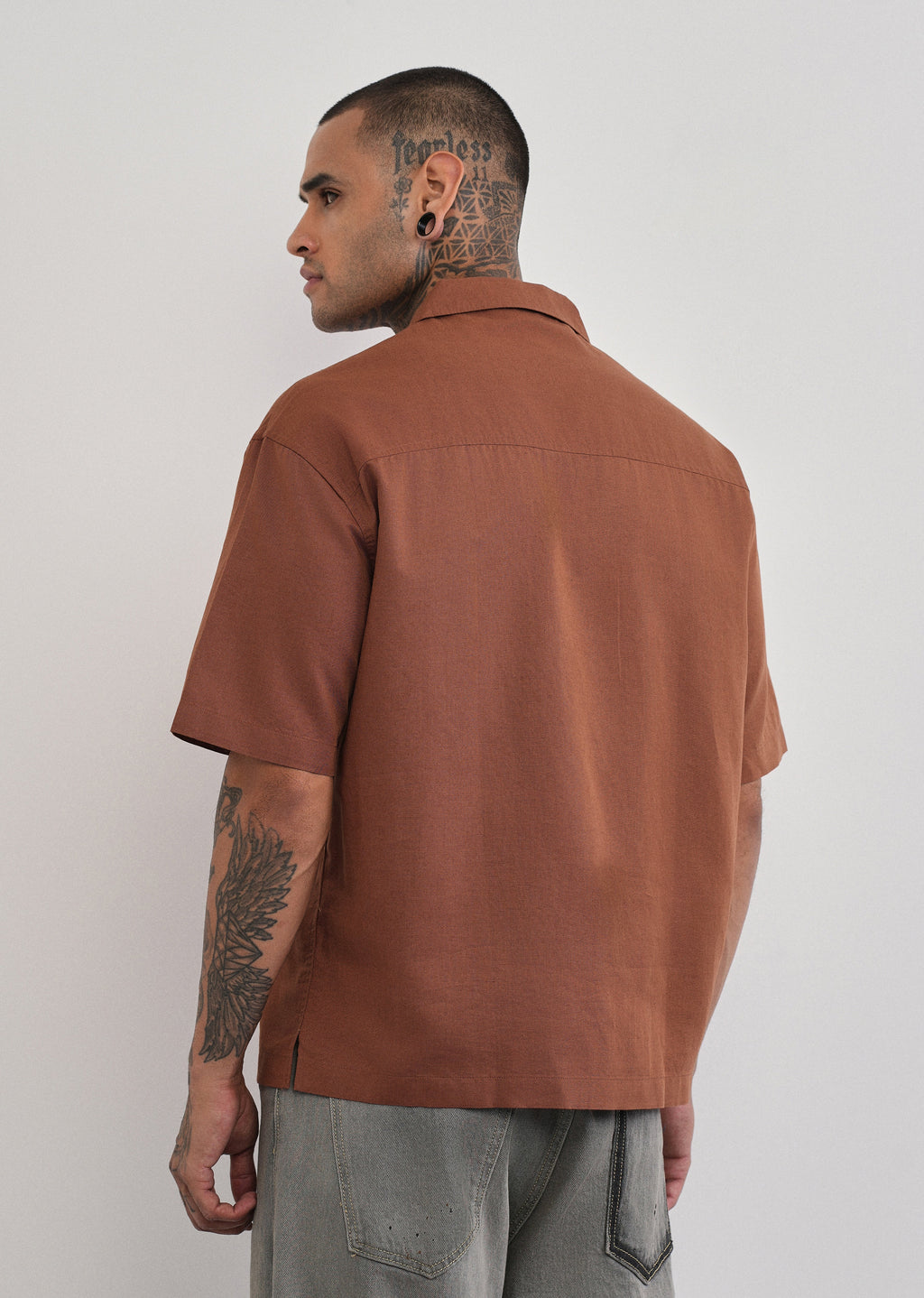 Brown Double Pocket Cotton Linen Shirt